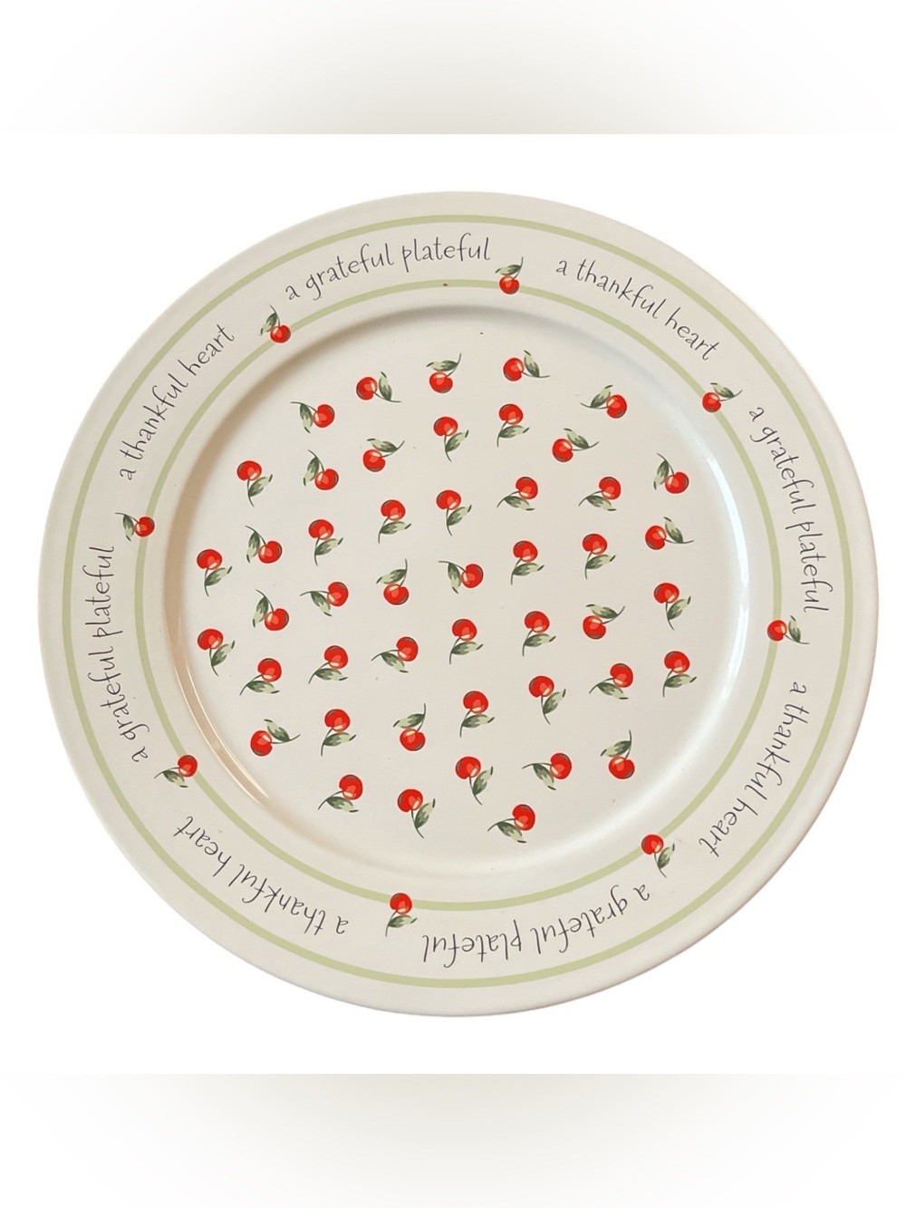 Hallmark Cherry Motif 12” Decorative Serving Plate in Cream and Red